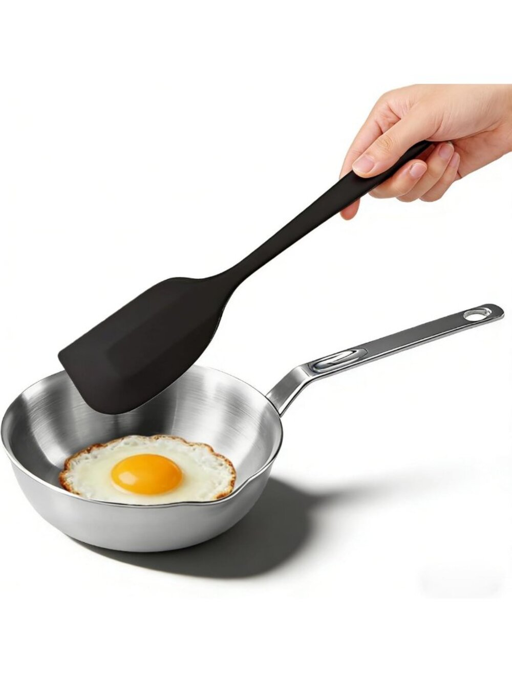 6.3 Inch Mini Stainless Steel Frying Pan with Silicone Scraper - Perfect for
